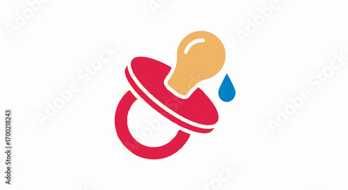 Baby pacifier icon with drop of water isolated on white background