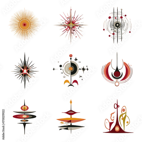 Abstract Geometric Design Collection On Black Background