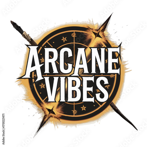 Arcane Vibes Logo with Wand and Compass Rose for Esoteric Designs