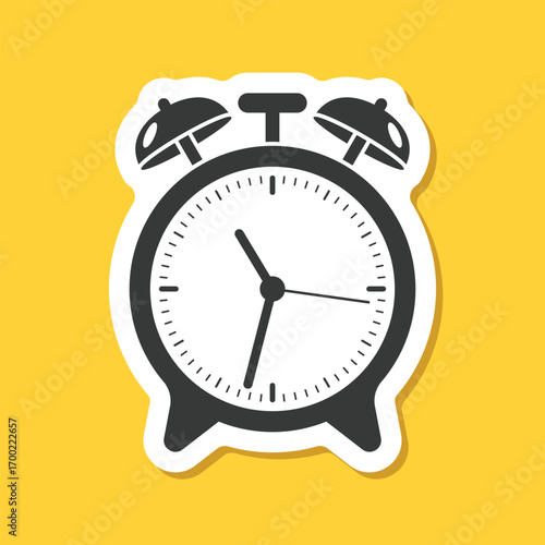 Clock sticker icon in flat style. Round watch vector illustration on isolated background. Timer sign business concept.