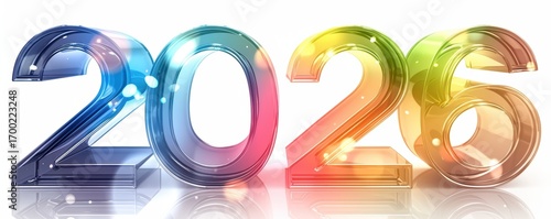Reflective Numbers 2026 with a Holographic Rainbow Effect 