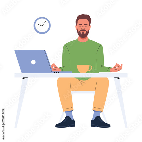 Desk Mudra Flat Vector Illustration