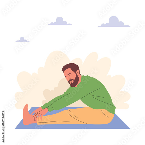 Yoga Stretch Flat Vector Illustration