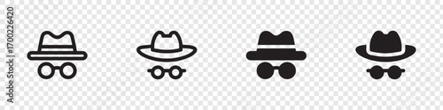 Incognito mode or anonymous browsing icon set. Perfect for privacy, security, and online safety themes. Vector illustration. EPS 10