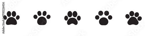 Animal paw prints icon. Dog or cat paw icon. Paw print icon. Vector Illustration. 