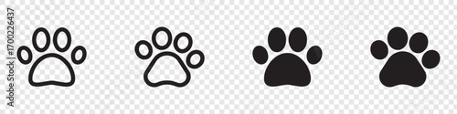 Animal paw prints icon. Dog or cat paw icon. Paw print icon. Vector Illustration. 