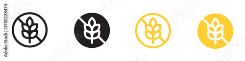 Set of Gluten free label vector icons set. No wheat symbols templates design for gluten free food package or dietetic product nutrition sign. Vector Illustration. Vector Graphic. EPS 10