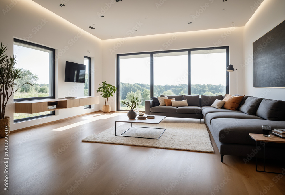 Fototapeta premium Photo Smart home technology integrated in modern interior, automated systems, natural light