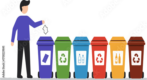Vector illustration of trash and waste concept for environment and recycling.