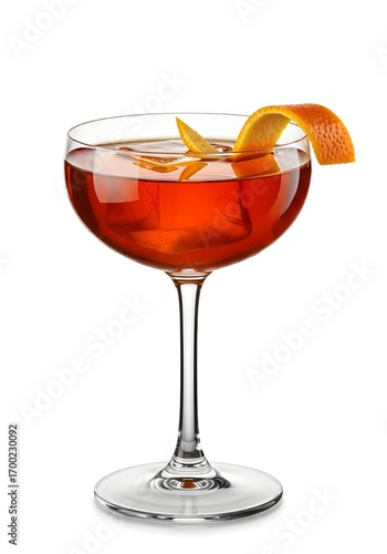 Classic Negroni Cocktail with Orange Twist Garnish – Gourmet Italian Aperitif, Bar Drink, High-Resolution Beverage Photography.