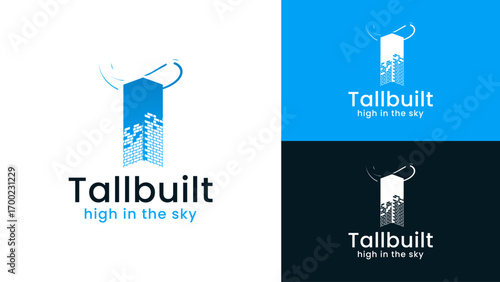 Modern Real Estate and Construction Logo Design with Bricks and Building.