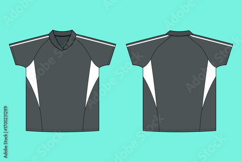 Men's Sportswear Loose Fitting Colorblock Football Jersey Fashion Flat Sketch CAD Vector Template Outline.