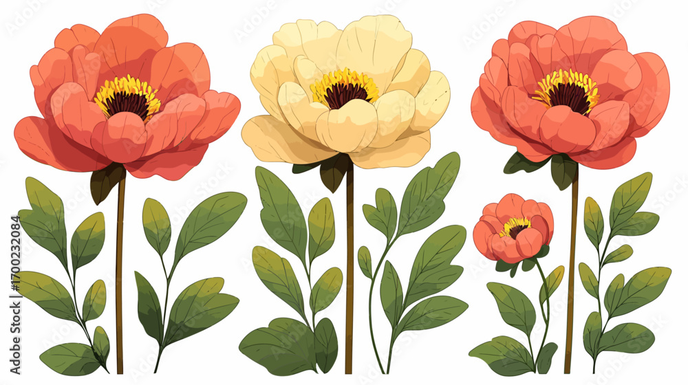 Fototapeta premium floral, flower, colorful flower, vivid, illustration, floral design, spring, Blossom floral, Spring fresh, Garden flower, Artistic design, floral arrangement, blossom, bloom, petal, nature, garden, fl