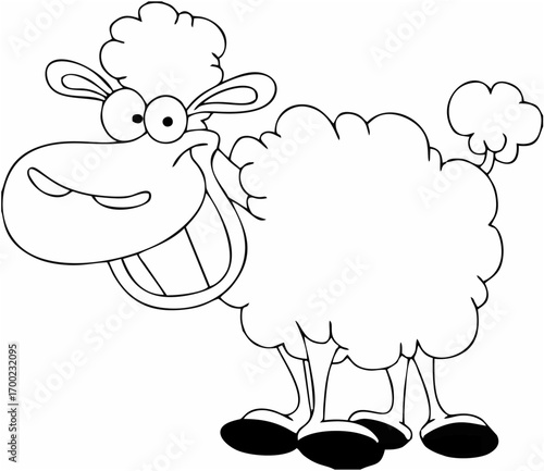 Cute Outlined Sheep Cartoon.eps
