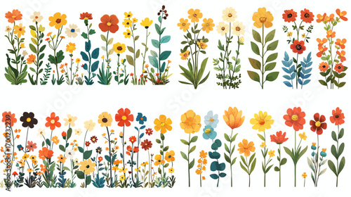 Floral Symphony: A captivating illustration showcases a variety of vibrantly colored flowers arranged in an artistic composition. The image evokes a sense of springtime freshness.