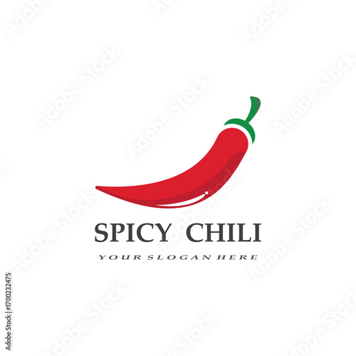 Chili Logo Design Template. Vector Illustration. Hot and spicy chili pepper logo