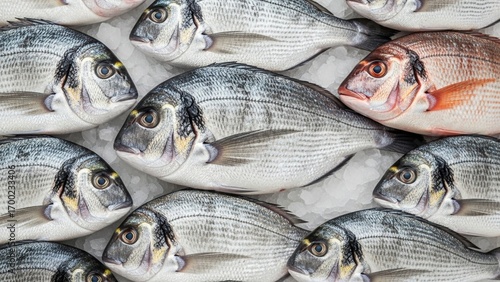Assortment of Fresh Fish on Ice