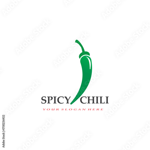 Chili Logo Design Template. Vector Illustration. Hot and spicy chili pepper logo