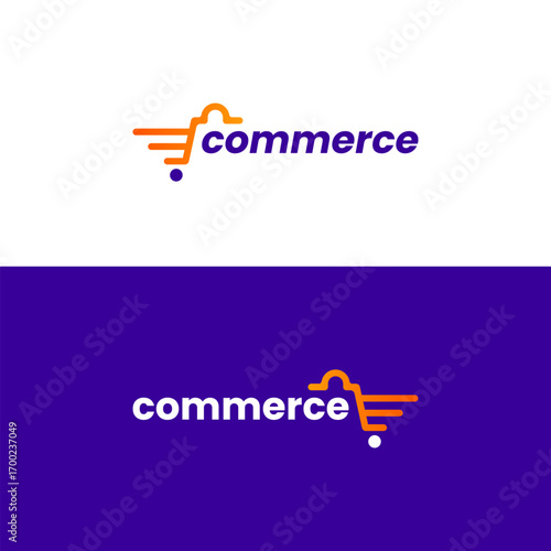 Modern Ecommerce Icon. Gradient Shopping Bag and Cart Symbol.