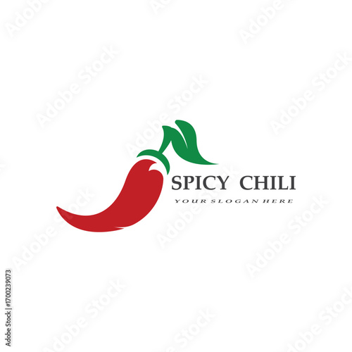 Chili Logo Design Template. Vector Illustration. Hot and spicy chili pepper logo