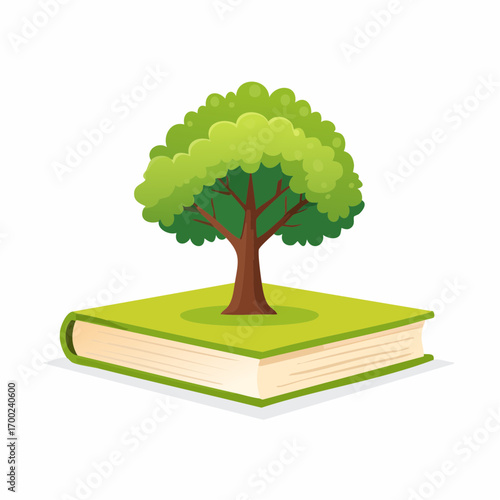 Green Tree Growing From A Green Book