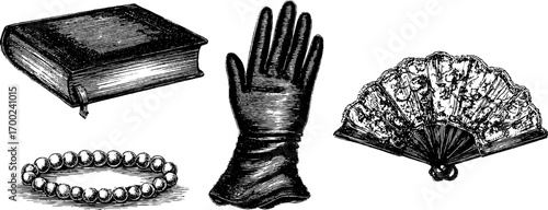 Timeless female elegance: vintage accessory engraving for design