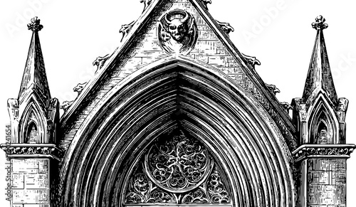 Gothic arch architectural design in vintage engraving style for historical art lovers