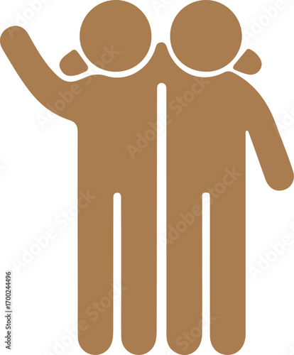 Embrace: Two figures express the essence of friendship and support, embodying camaraderie through an embracing posture with arms gently resting, representing the core values of unity and togetherness.
