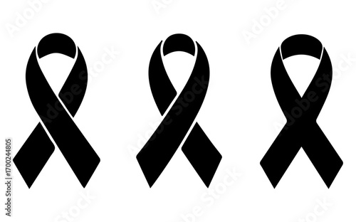 Black Awareness Ribbon Symbol of Mourning and Remembrance