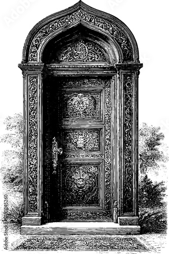 Ornate vintage door in art nouveau style