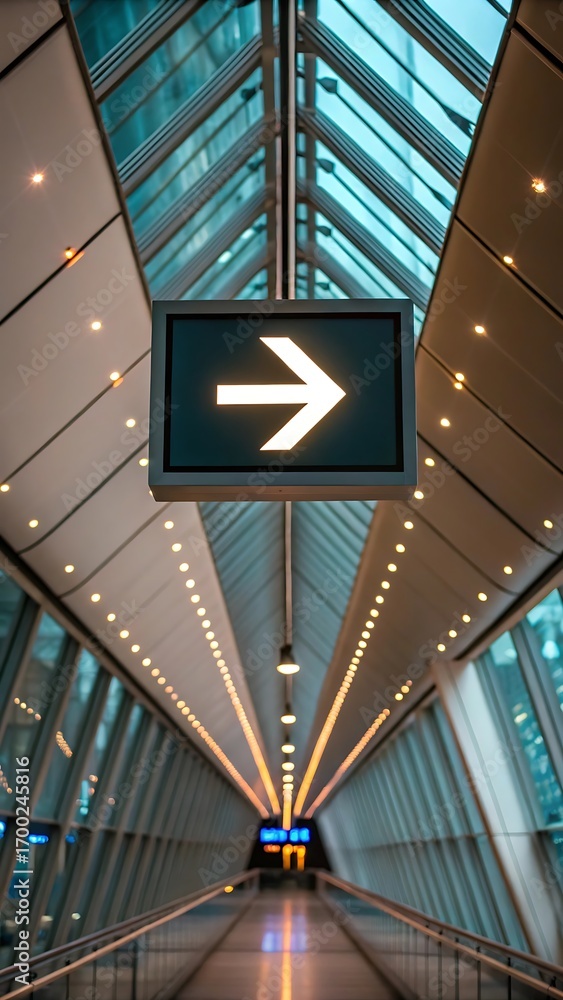 Fototapeta premium Illuminated direction arrow glowing led image