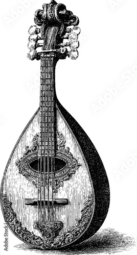 Vintage balalaika engraving illustration - hand drawn retro musical instrument art