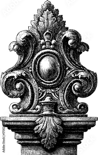Baroque ornament vintage engraving style design for decor and art projects