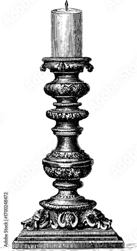 Elegant vintage candelabra design in classic engraving style for home decor and historical themes