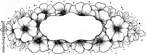 Celtic inspired floral frame in vintage engraving style for design and decoration