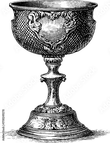 Vintage chalice engraving illustration - retro design for print and label art