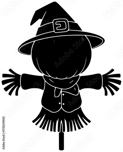 farmer illustration scarecrow silhouette halloween logo farm icon autumn outline cartoon hat seasonal garden funny fall spooky scary agriculture shape adults vector graphic background