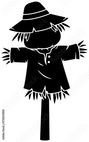 farmer illustration scarecrow silhouette halloween logo farm icon autumn outline cartoon hat seasonal garden funny fall spooky scary agriculture shape adults vector graphic background