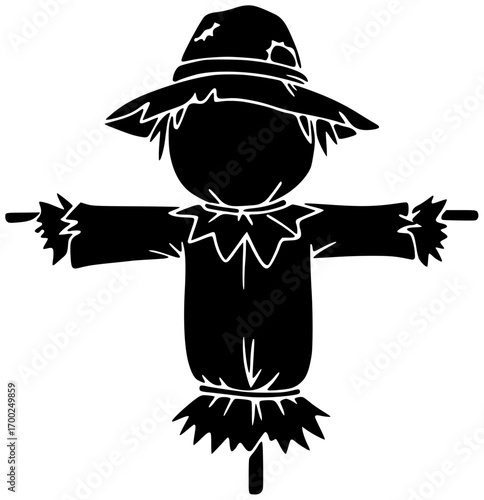 farmer illustration scarecrow silhouette halloween logo farm icon autumn outline cartoon hat seasonal garden funny fall spooky scary agriculture shape adults vector graphic background