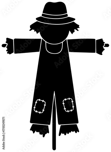 farmer illustration scarecrow silhouette halloween logo farm icon autumn outline cartoon hat seasonal garden funny fall spooky scary agriculture shape adults vector graphic background