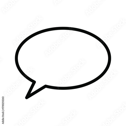 Simple outline speech bubble icon for communication and messaging concepts white background