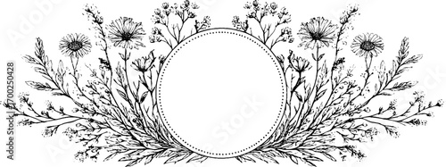 Vintage floral engraving design for labels or posters