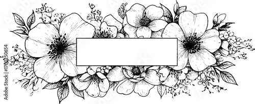 Vintage floral engraving style illustration for coworking space decoration
