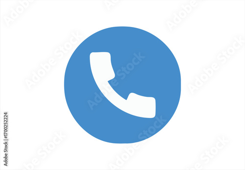 phone icon on blue - Phone Call App Icon in Blue Circle | Contact and Communication Symbol | Mobile Call Vector Button