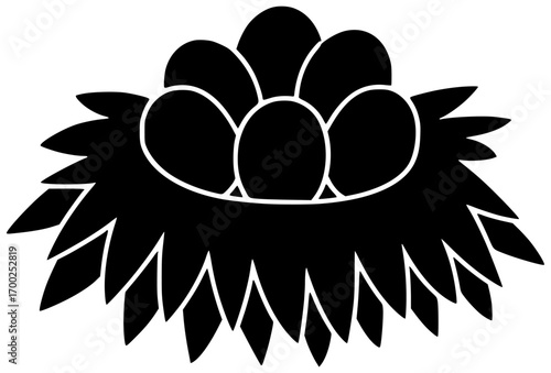 nest illustration egg silhouette nature logo eggs icon spring outline easter bird holiday season cute seasonal design colorful celebration shape floral vector graphic background