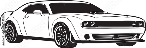 Bold muscle car illustration ready to ignite your designs with speed and power, perfect for automotive enthusiasts