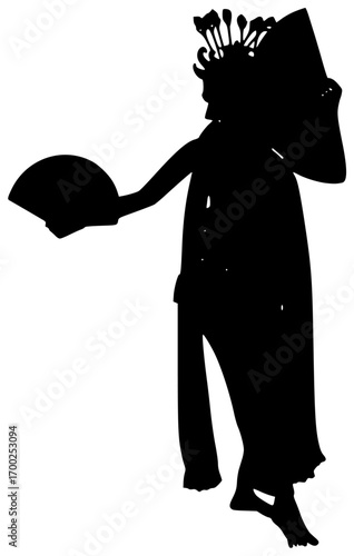 traditional illustration costume silhouette javanese logo indonesia icon fashion outline indonesian culture ethnic people clothes dress asian java woman shape attractive vector graphic background