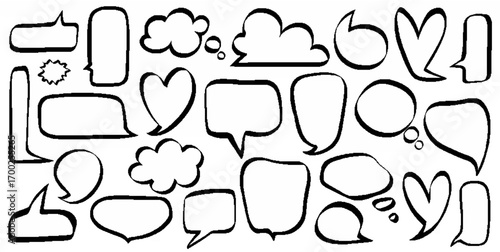 Hand drawn speech bubbles wit...