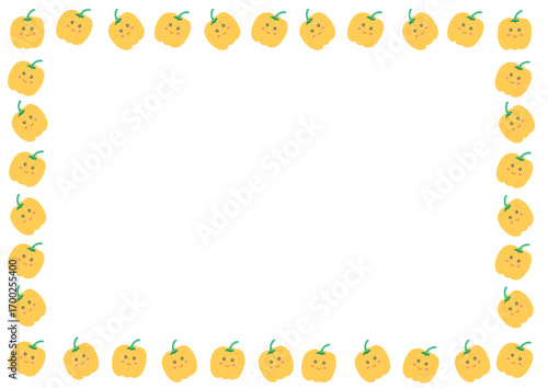 Cute bell pepper border, A4 paper frame background 