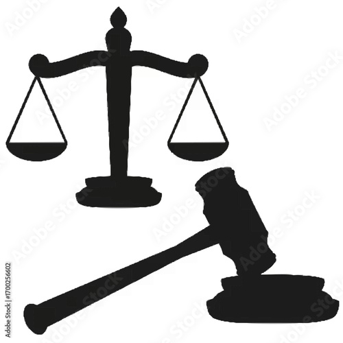 Justice Scales with Gavel Vec...